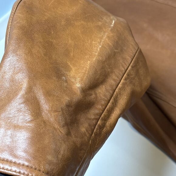 Reilly Olmes Large Leather Jacket Brown Rugged Distressed Mens - Picture 7 of 13